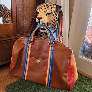 Rainbow faux leather duffel bag luggage
